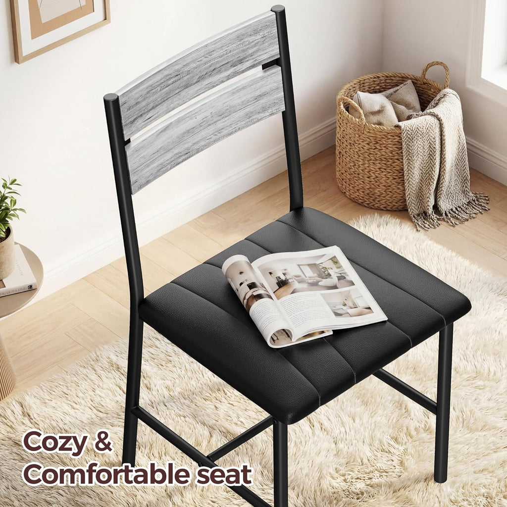 IRONCK Dining Chairs Set of 6, Upholstered Kitchen Chairs with Ergonomic Backrest, Gray
