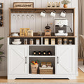 IRONCK 58" Farmhouse Coffee Bar Cabinet with Storage & Power Outlets, White