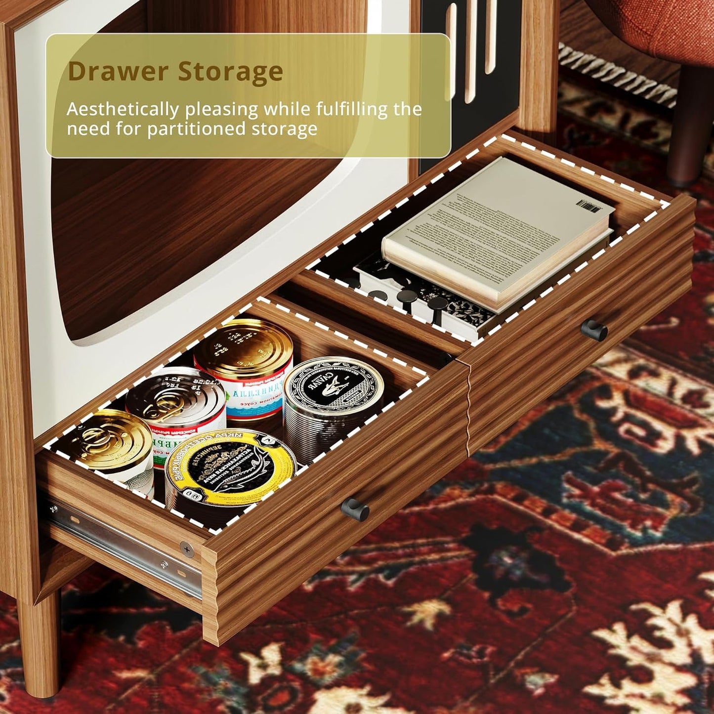 IRONCK Cat House for Indoor, Cat Furniture & Side Table for Living Room and Bedroom Decoration, Walnut