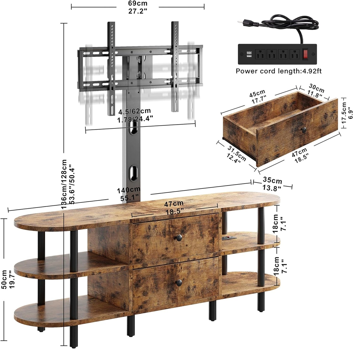 IRONCK TV Stand with Mount 55''