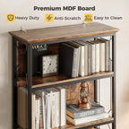 IRONCK 71 Inch5 Tier Industrial  Wood Freestanding BookShelf, Rustic Brown