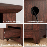 IRONCK Night Stand with Charging Station, Bedside Table with 2 Drawers and 1 Open Shelf