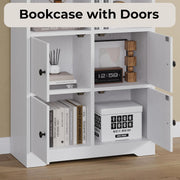 IRONCK 74.6 in Tall Bookshelf with Doors, Storage Shelves, White