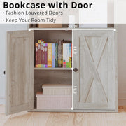 IRONCK Industrial Bookshelves and Bookcases with Doors Floor Standing 6 Shelf Display Storage Shelves 70 in Tall Bookcase for Home Office, Living Room