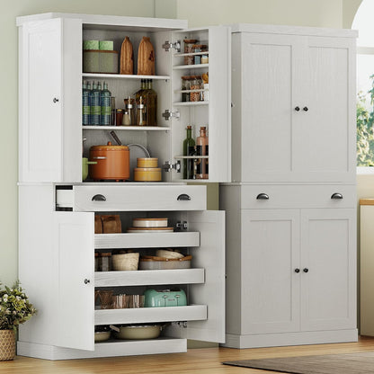 IRONCK Kitchen Pantry Storage Cabinet White