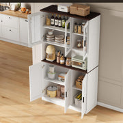 IRONCK 71" Tall Kitchen Pantry Cabinet with Microwave Shelf, White