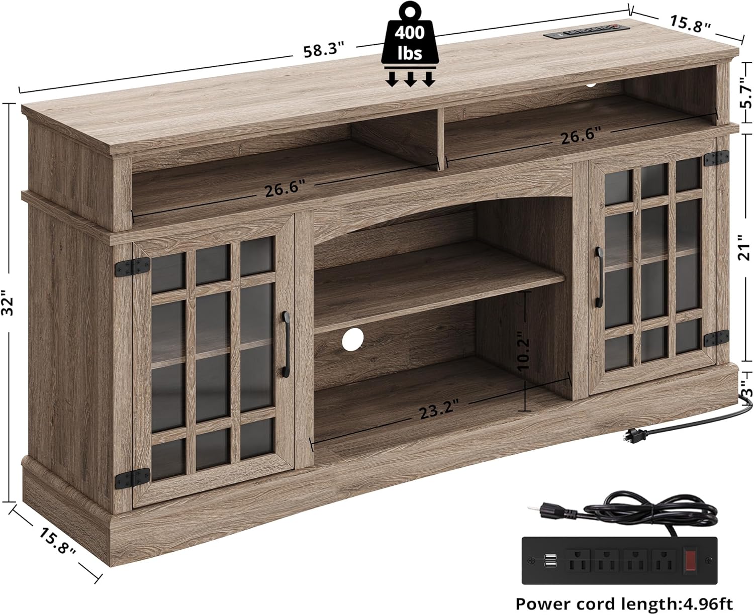 IRONCK Farmhouse TV Stand for 65 Inch TV