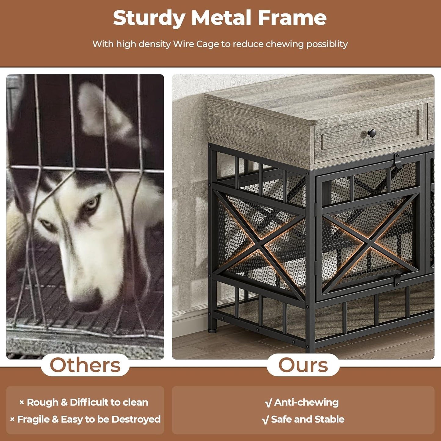 IRONCK 44 inch Large Dog Crate Furniture