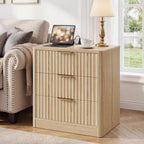 IRONCK 22" Fluted Night Stand Set of 2, with Charging Station