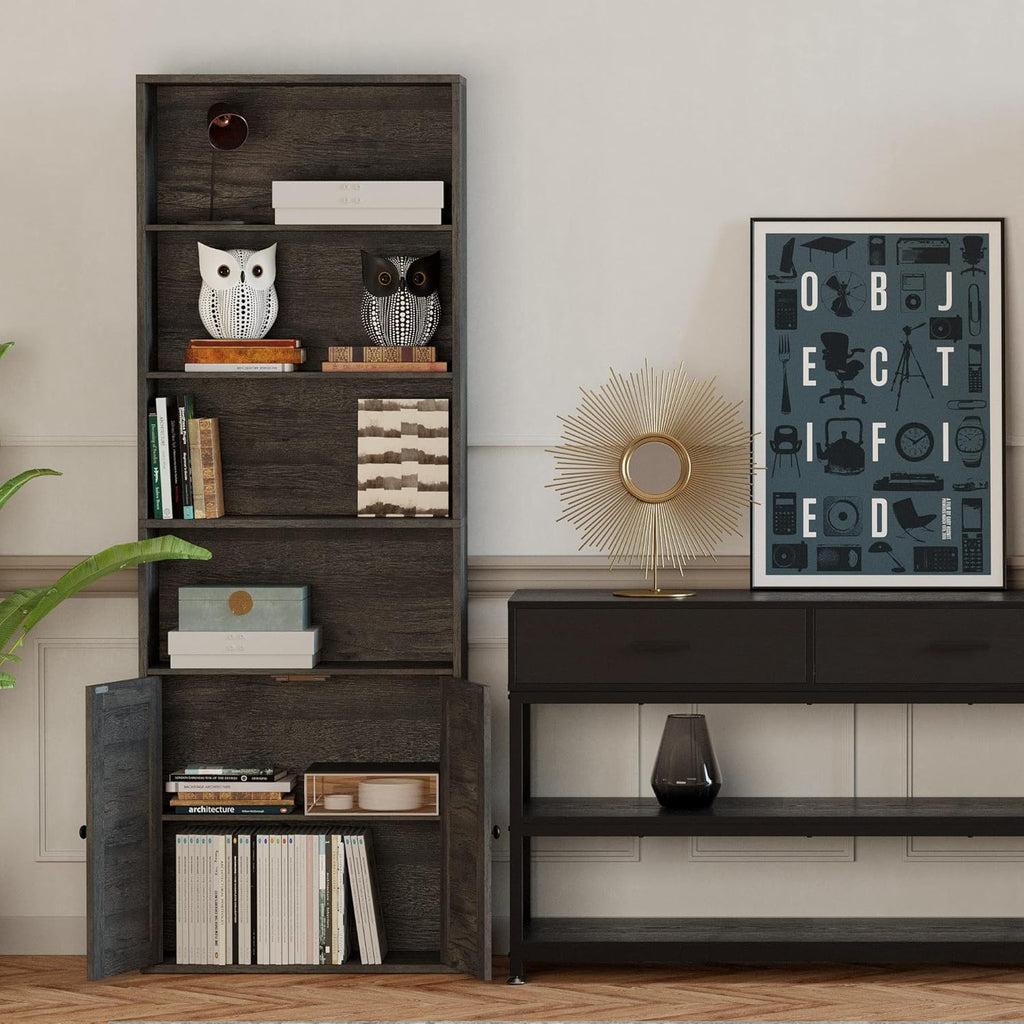 IRONCK Industrial 70 in 6 Shelf Bookcases with Doors Floor Standing