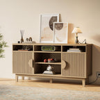 IRONCK 65 Inch TV with Storage and Charging Station, Natural Oak