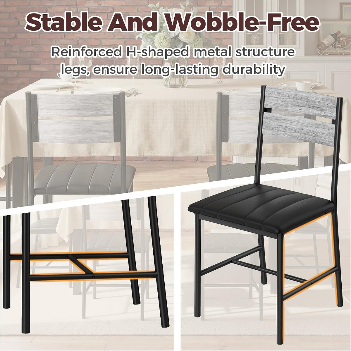 IRONCK Dining Chairs Set of 4, Upholstered Dining Room Chairs, Gray