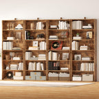 IRONCK Bookshelf and Bookcases 70" Tall, 6 Tiers Display Storage Shelves | Bookshelves Set of 2, Wood Bookcase with Open Display Shelves for Home Office, Living Room, Library, Vintage Brown