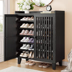 IRONCK 6-Tier Wooden  Shoe Cabinet with Slatted Doors