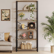 IRONCK Bookshelf, 31.5in Wide Shelf 6 Tier Bookcase,shelf Vintage Industrial Style Bookshelves