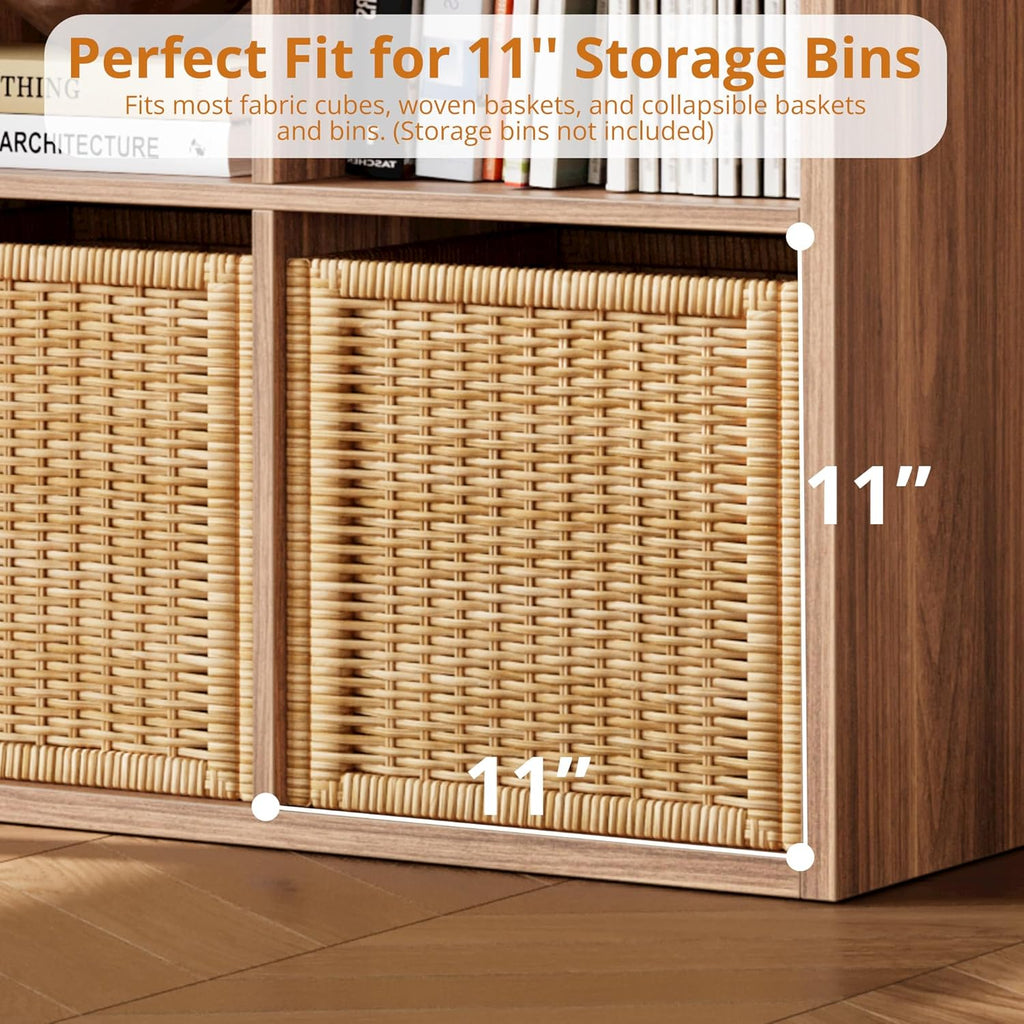 IROCNK 8-Cube Bookshelf, Horizontally & Vertically Reversible, Oak Brown
