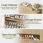 IRONCK Fluted Shoe Cabinet Storage with 2 Flip Drawers