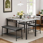 IRONCK Dining Table Set for 4, with Upholstered Bench and 2 Chairs