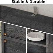 IRONCK Industrial 70 in Bookshelves and Bookcases with Doors Floor Standing 6 Shelf, Charcoal Grey