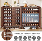 IRONCK 6-Tier Wooden  Shoe Cabinet with Slatted Doors