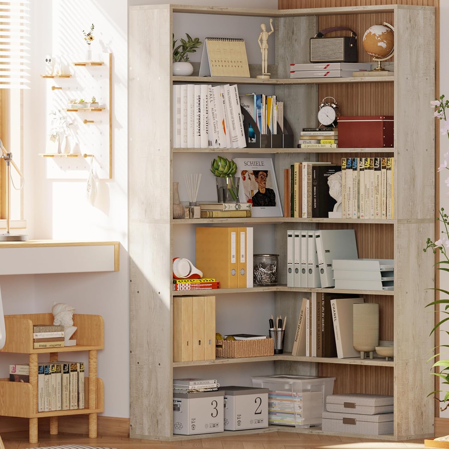 6-Tier Corner Bookcase, Tall Space-Saving Shelf | IRONCK