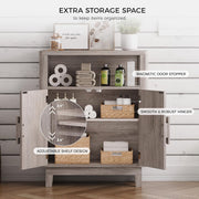 IRONCK Badezimmerschrank mit Tür, kleiner Aufbewahrungsschrank mit verstellbaren Einlegeböden 