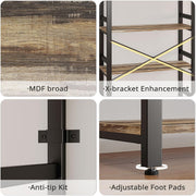 IRONCK Bookshelf, 31.5in Wide Shelf 6 Tier Bookcase,shelf Vintage Industrial Style Bookshelves