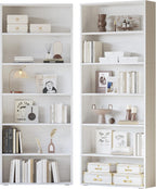 IRONCK Bookshelves and Bookcases Set of 2 Floor Standing 6 Tiers Display Storage Shelves 70 in Tall Bookcase Home Decor Furniture for Home Office, Living Room, Bed Room