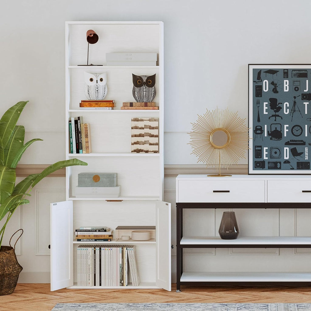 IRONCK 70 in Tall 6 Shelf Industrial Bookshelves and Bookcases with Doors