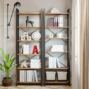 7 Furniture Bookshelf 6-Tier Ladder Shelf 110lbs Display Shelf Vintage Industrial Style Bookcase for Home Office, Living Room