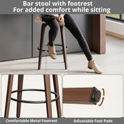 IRONCK Counter Height Bar Stools Set of 2, 29'' Faux Leather Upholstered Barstools with Back