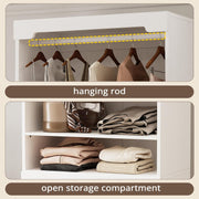 IRONCK Freestanding Closet System with 3 Wood Drawers, White