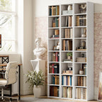 IRONCK 8 Tiers Tall Narrow Compact Corner Bookcase, White