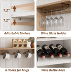 IRONCK 58" Farmhouse Coffee Bar Cabinet with Storage & Power Outlets, White