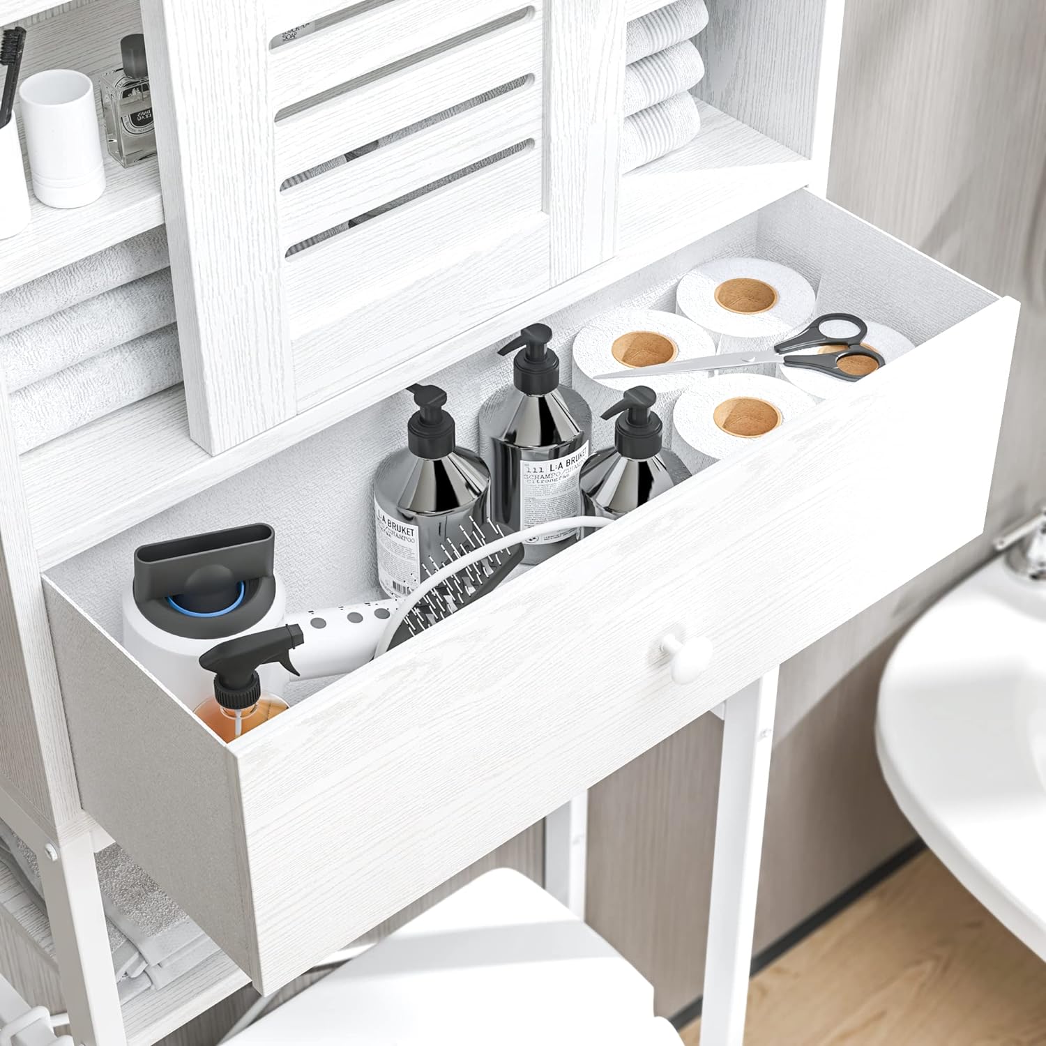 Iron Bathroom Storage Rack, Kitchen & Bathroom Single Layer Stackable  Organizer, 1 Set With 2 Adhesive Pads