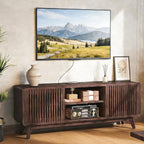 IRONCK Modern TV Stand with Charging Station, Grey Walnut