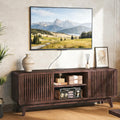 IRONCK Modern TV Stand with Charging Station, Grey Walnut