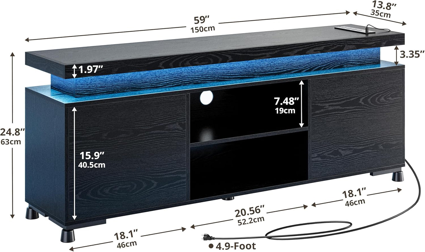 IRONCK TV Stands for TVs 65+ Inch with LED Lights and Power Outlet