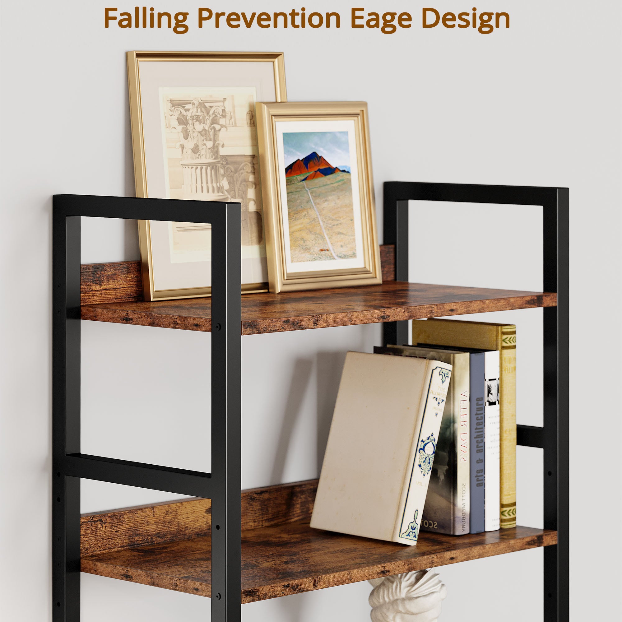 Industrial Bookshelf with Adjustable Shelves