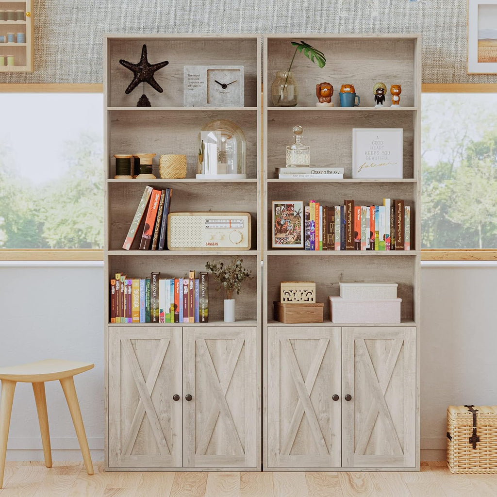 IRONCK 6 Shelf Industrial Bookshelves and Bookcases with Doors