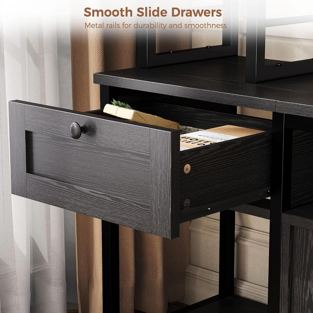 IRONCK 85 Inch Entertainment Center with Storage and Power Outlet