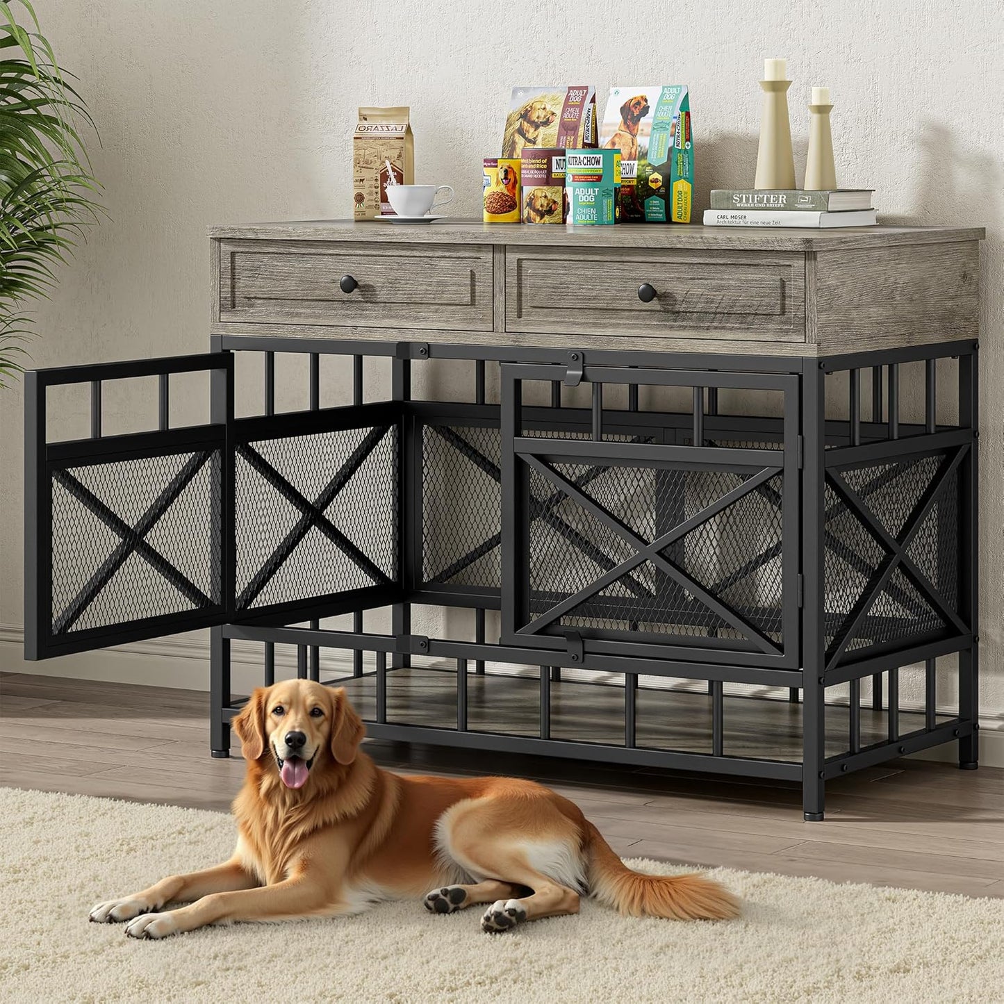 IRONCK 44 inch Large Dog Crate Furniture