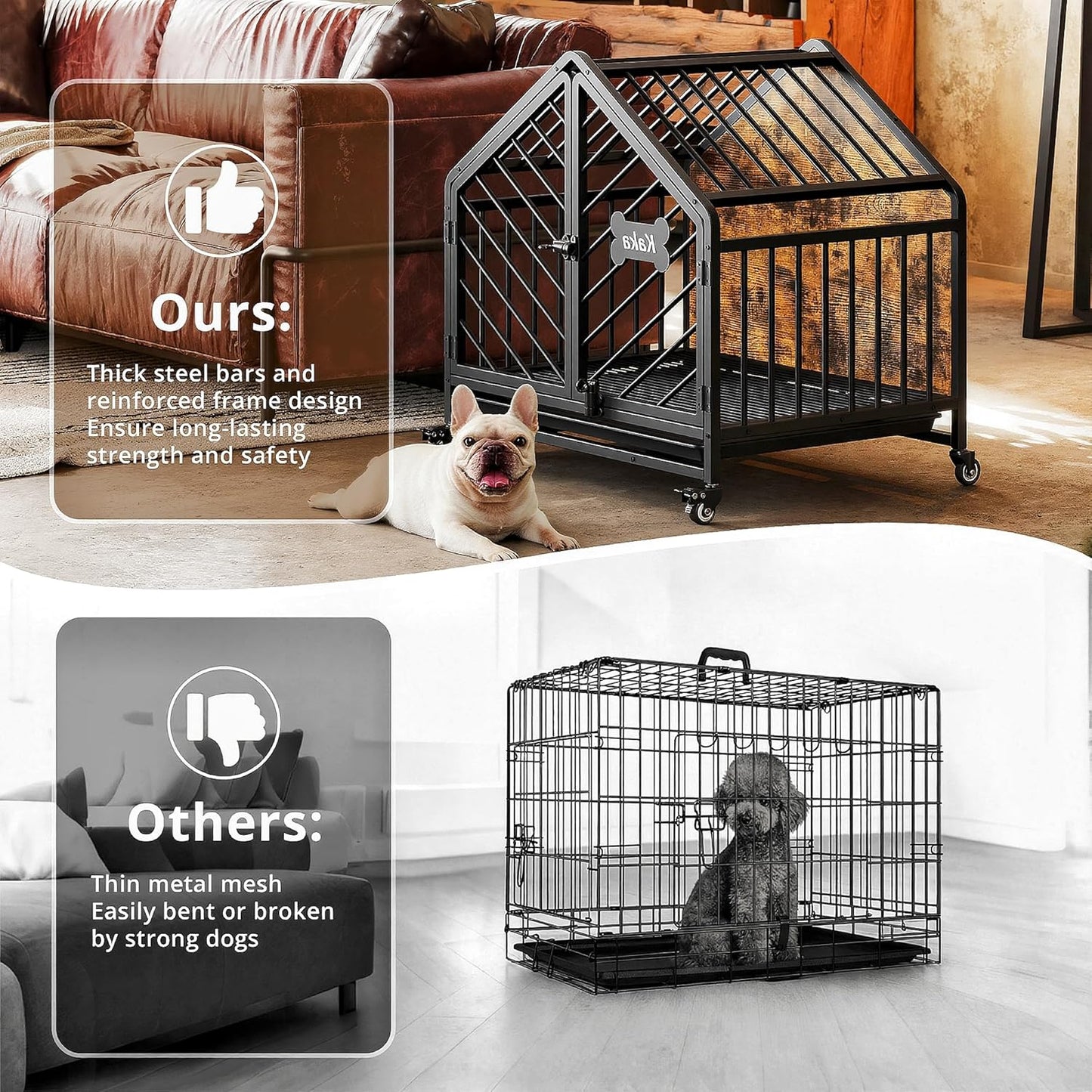 IRONCK 27.6" Dog Crate Furniture with Name Tag