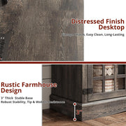 IRONCK Farmhouse TV Stand for 65 Inch TV, 32“Tall Entertainment Cente, Dark Rustic Oak