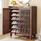 IRONCK 6-Tier Wooden  Shoe Cabinet with Slatted Doors