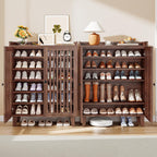 IRONCK 6-Tier Wooden  Shoe Cabinet with Slatted Doors