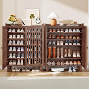 IRONCK 6-Tier Wooden  Shoe Cabinet with Slatted Doors