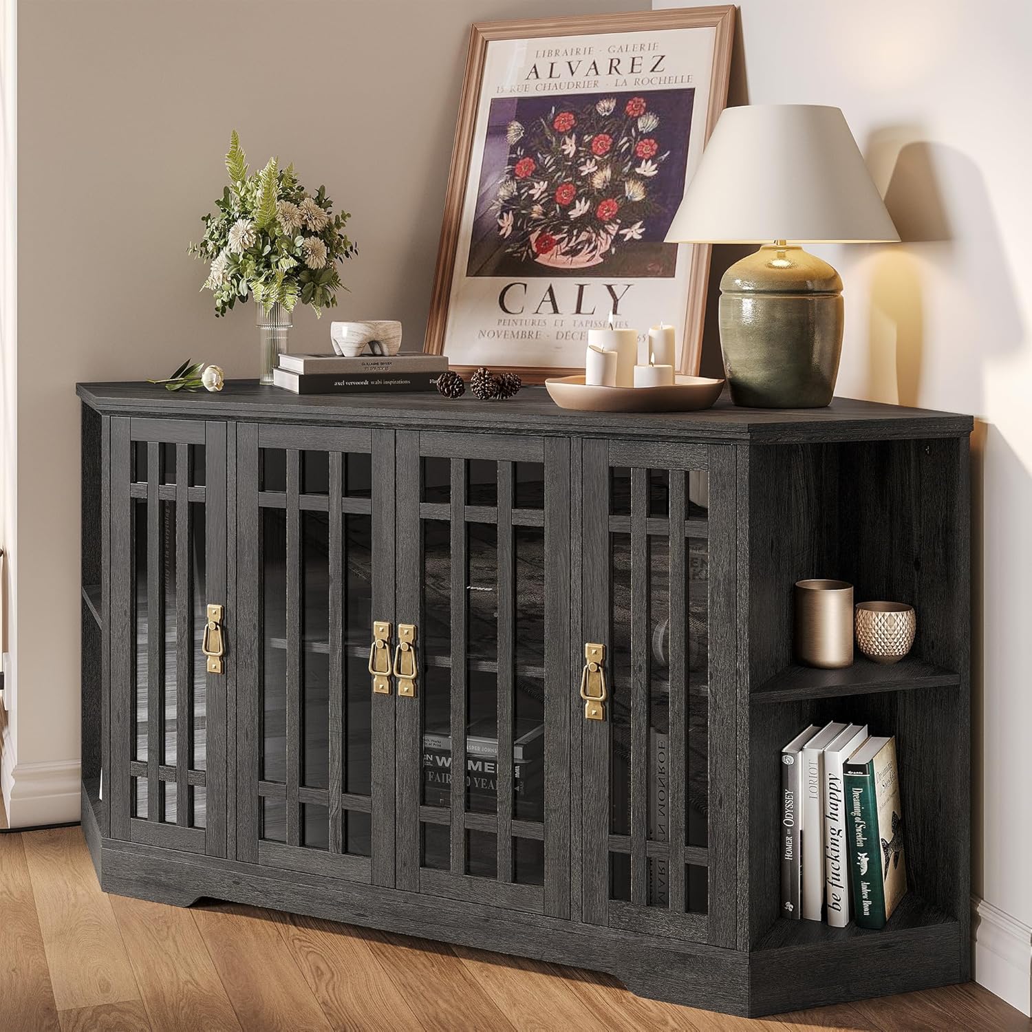 IRONCK Corner TV Stand for TVs up to 60 Inch with Power Outlet