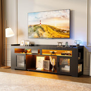 IRONCK TV Stand 75" with Charging Station, LED Entertainment Center