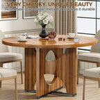 IRONCK 47.2" Wooden Round Dining Table for 4-6 People, Walnut